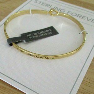 Mantra Band Gold Tone Cuff Bracelet Engraved Think Less, Live More NEW